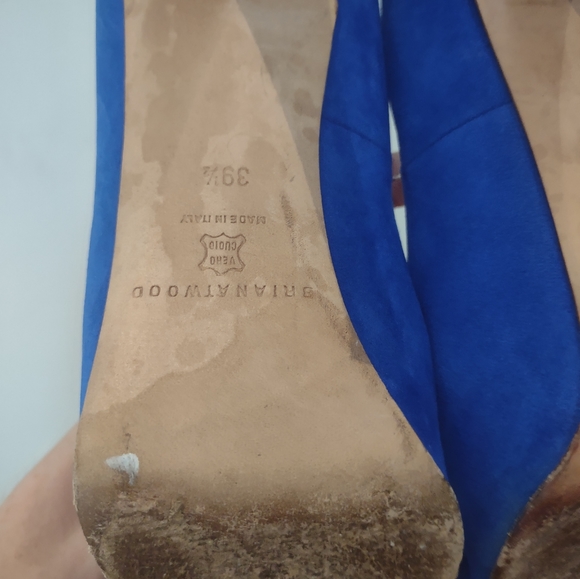 Brian Atwood Maniac cobalt blue suede high heel pumps 39 $600 - Picture 7 of 8